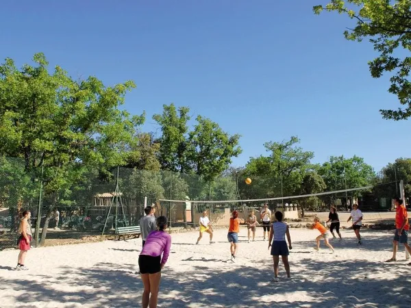 Jouer au volley-ball au camping Roan Du Verdon.