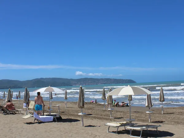 La plage du camping d'Orbetello.
