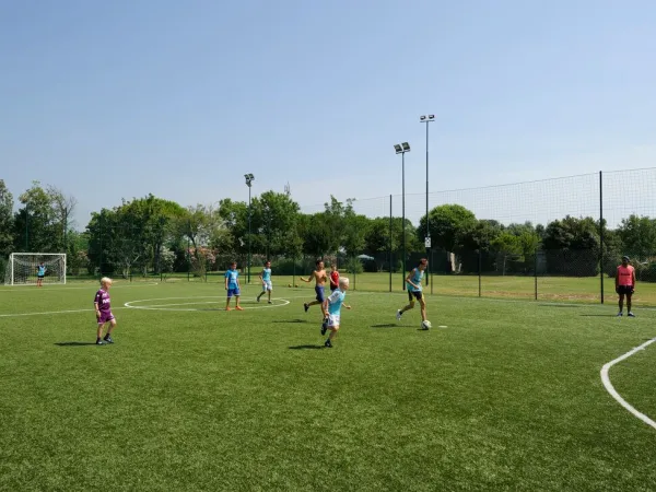 Jouer au football au camping Roan Turistico.