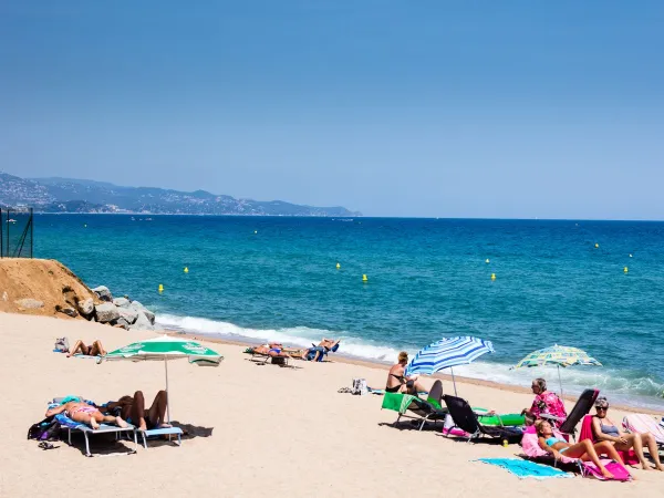 Des gens s'amusent au bord de la mer au Roan Camping El Pinar.