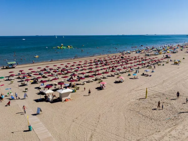 Vue d'ensemble de la plage du camping Roan Marina Di Venezia.