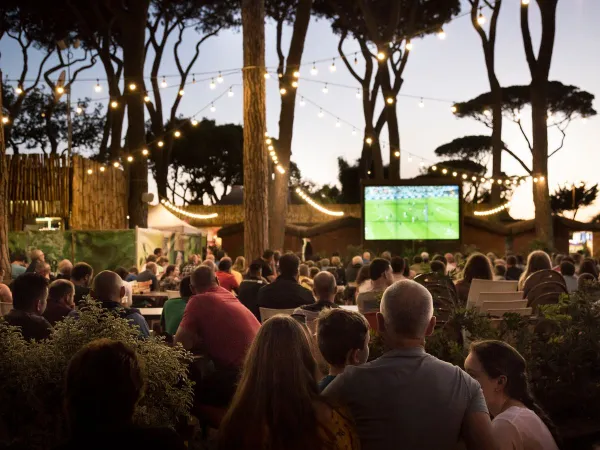 Regarder le football sur la terrasse du camping Roan Park Albatros.