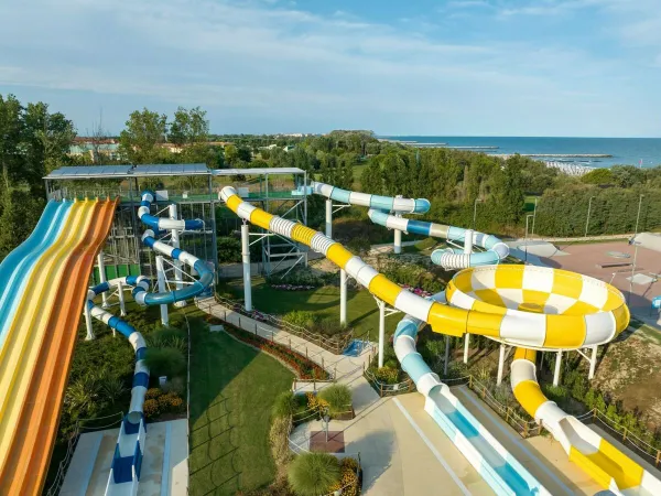 Parc aquatique avec toboggans au camping Roan Pra'delle Torri.