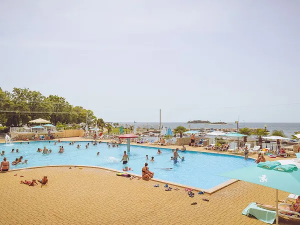 Vue d'ensemble de la piscine du camping Roan Zelena Laguna.