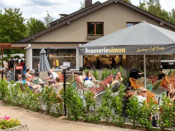 Profiter du soleil sur la terrasse du camping Roan hu Birkelt village.