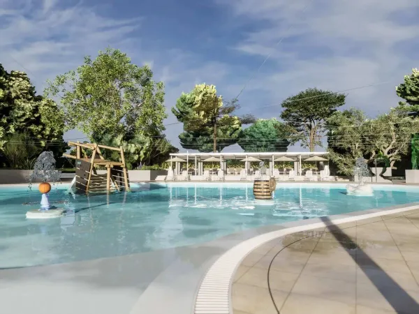 Image d'impression de la nouvelle piscine du camping Roan Polari.