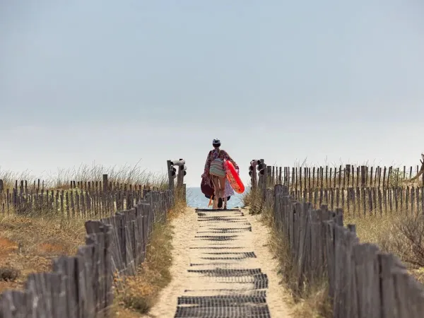 Promenade du camping à la plage au camping Roan Les Dunes.