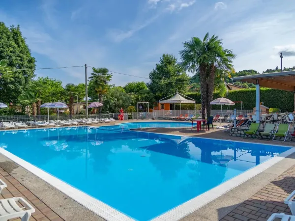 Vue d'ensemble de la piscine du camping Roan Okay Lido.