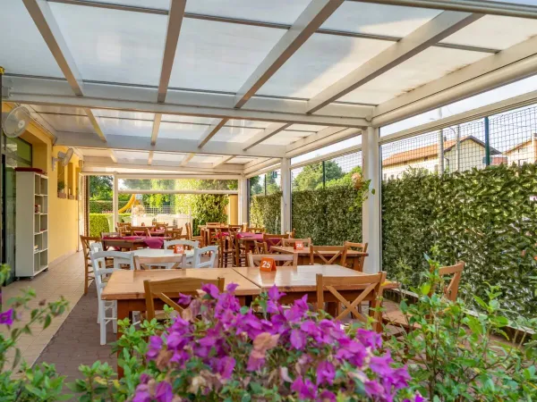 La terrasse du camping Roan Okay Lido.