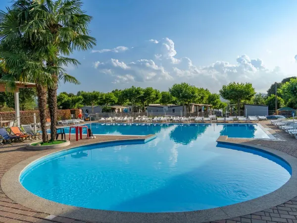 Vue d'ensemble de la piscine du camping Roan Okay Lido.