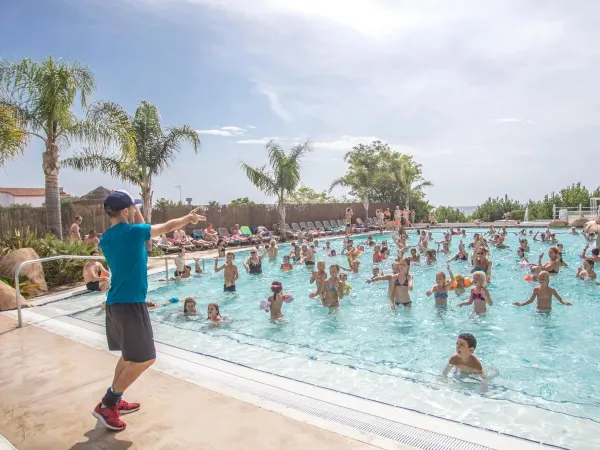 Animation dans la piscine du camping Roan Alannia Els Prats.
