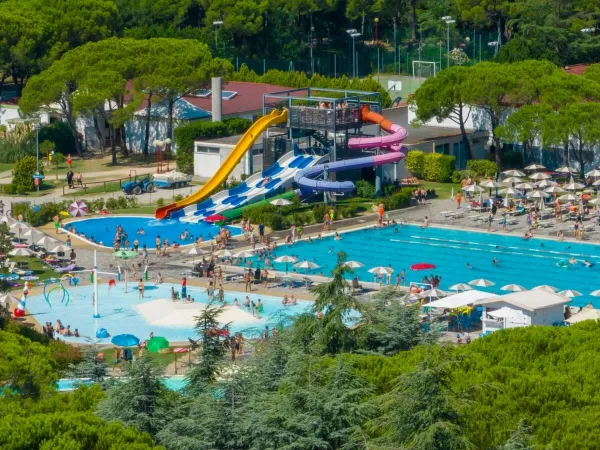 Le complexe de piscines du camping Roan Marina Julia Camping Village.