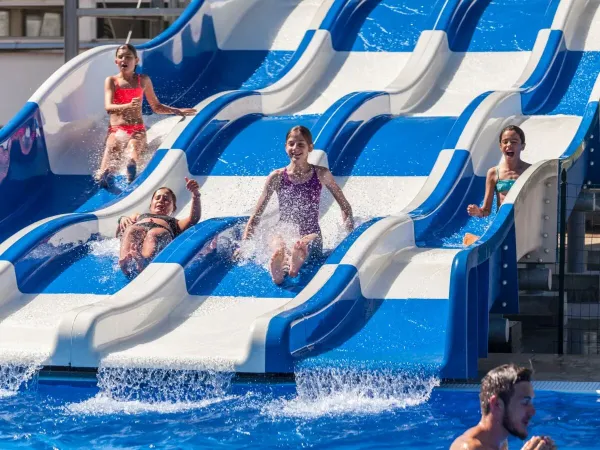 Toboggan familial amusant au camping Roan Marina Julia Camping Village.