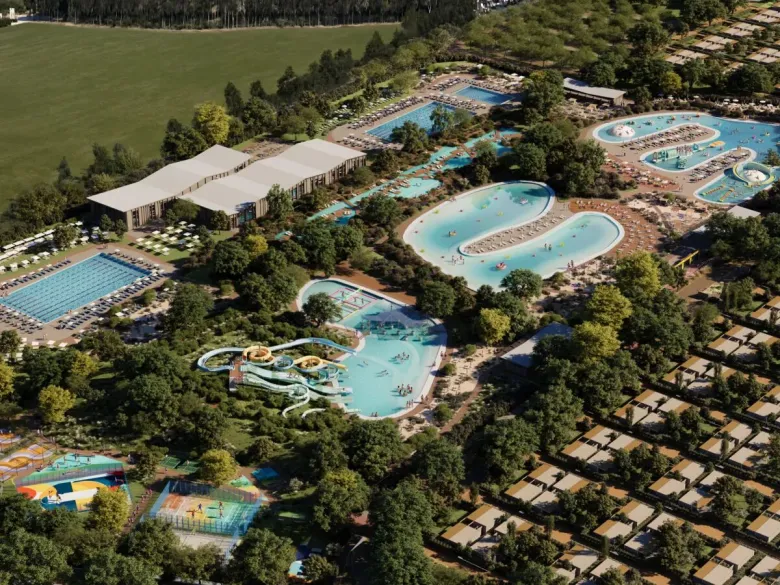 Image générée par IA représentant une petite allée du camping Roan à Eraclea Mare.